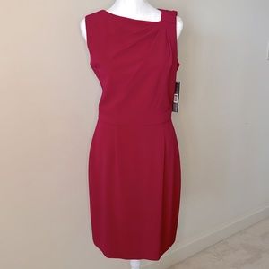 Tahari sleeveless dress with asymmetrical shoulder